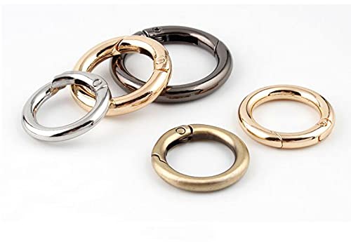 Bobeey 8pcs Light Gold Spring O Ring Round Carabiner Snap Clip Trigger Spring Keyring Buckle O Ring for Bags Purses BBC3 (1''(2.5cm)  Light Gold) - Image 4